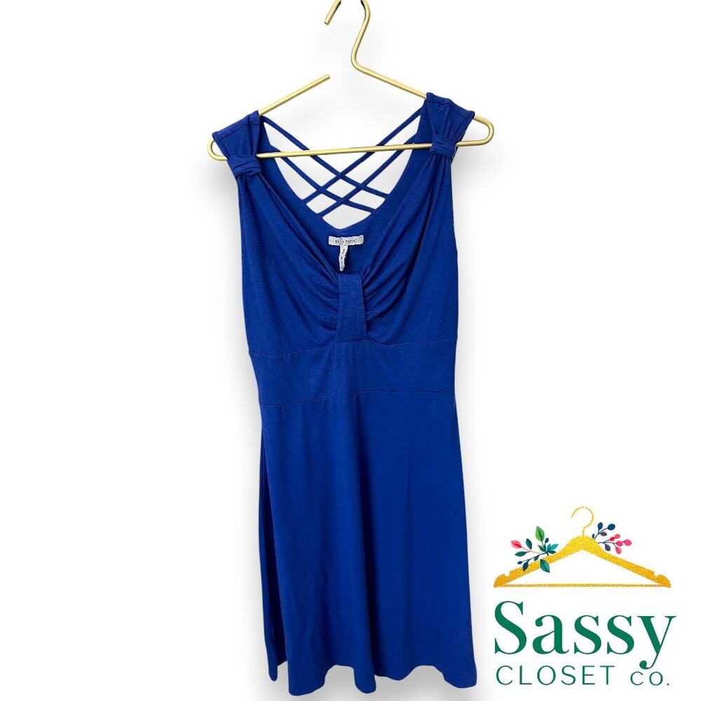 ✨ BRAVISSIMO Blue Sleeveless Midi Dress 8 Super Curvy Fit EUC 💙